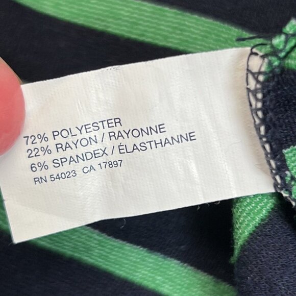 GAP Womens Small Green Navy Blue Striped Dress 3/4 Sleeve Zip Back Midi - Picture 7 of 7